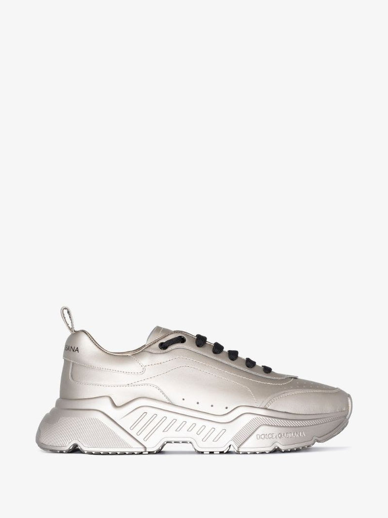 Silver Daymaster Metallic Leather Sneakers