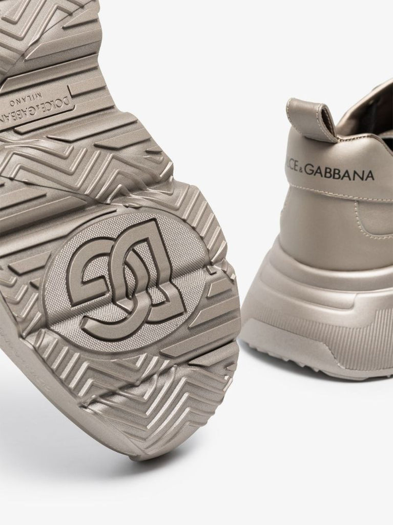 Silver Daymaster Metallic Leather Sneakers
