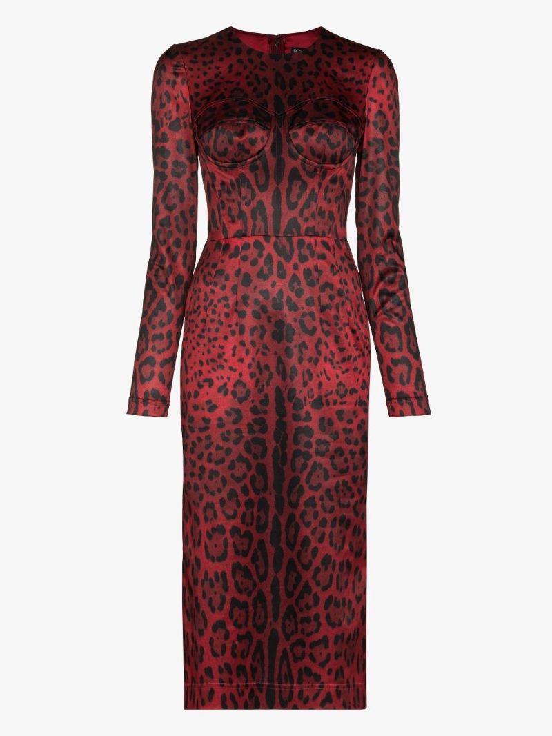 Bustier Leopard Print Midi Dress
