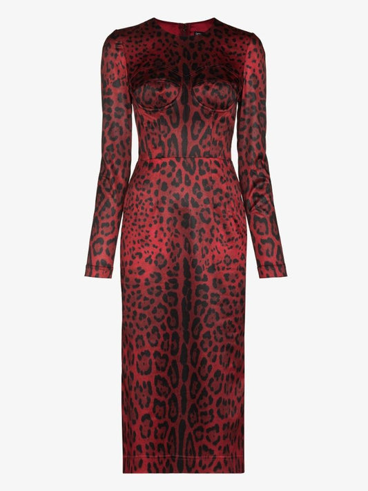 Bustier Leopard Print Midi Dress