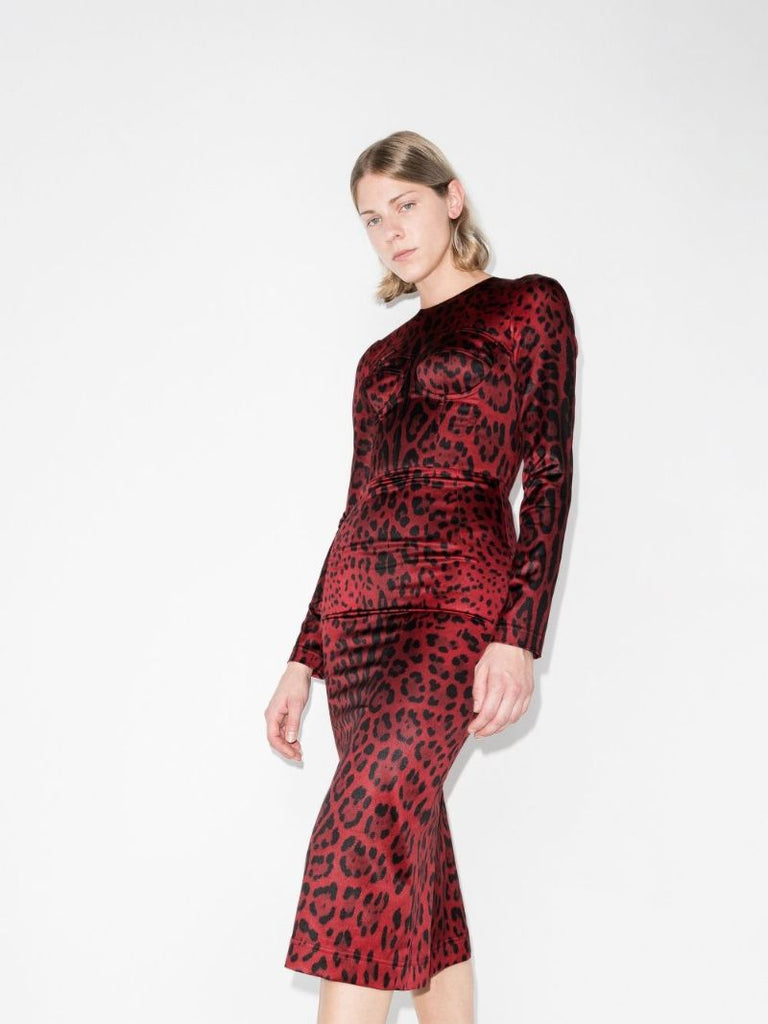 Bustier Leopard Print Midi Dress