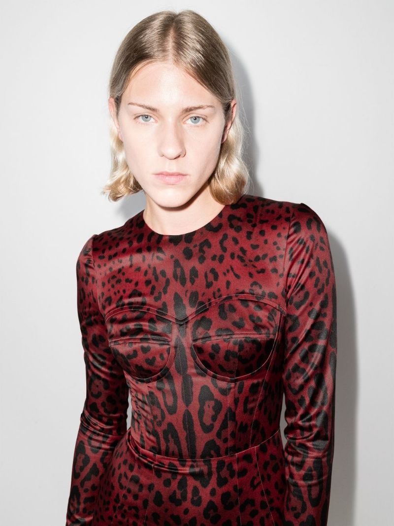 Bustier Leopard Print Midi Dress