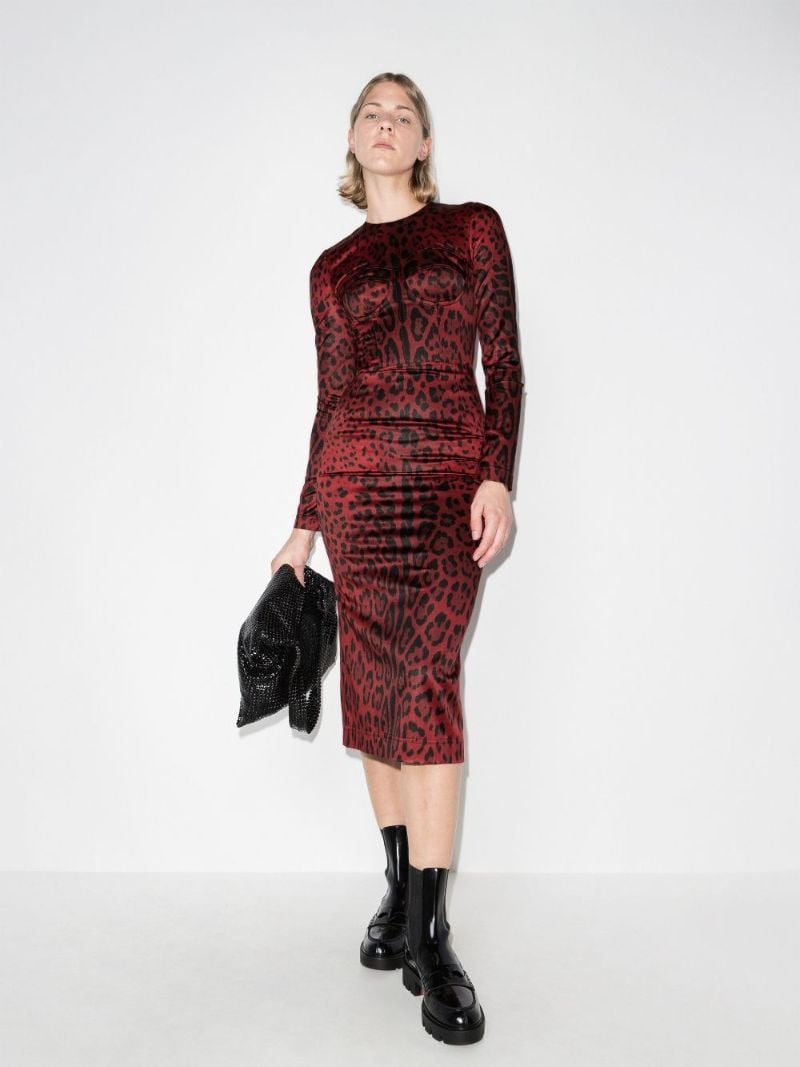 Bustier Leopard Print Midi Dress