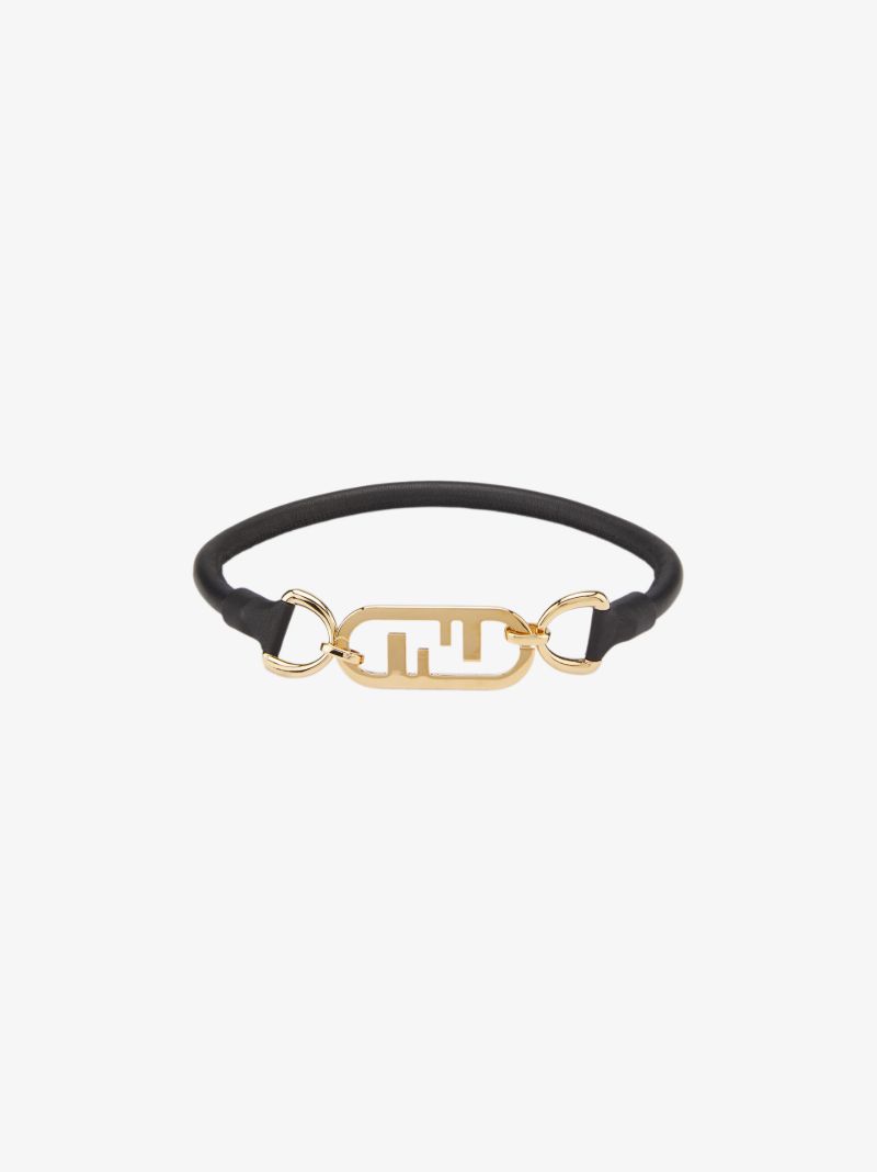 Gold-plated O'lock Leather Choker Necklace