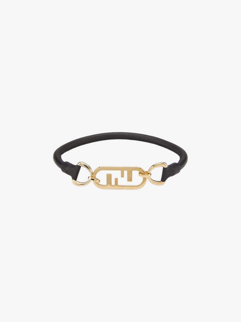 Gold-plated O'lock Leather Choker Necklace