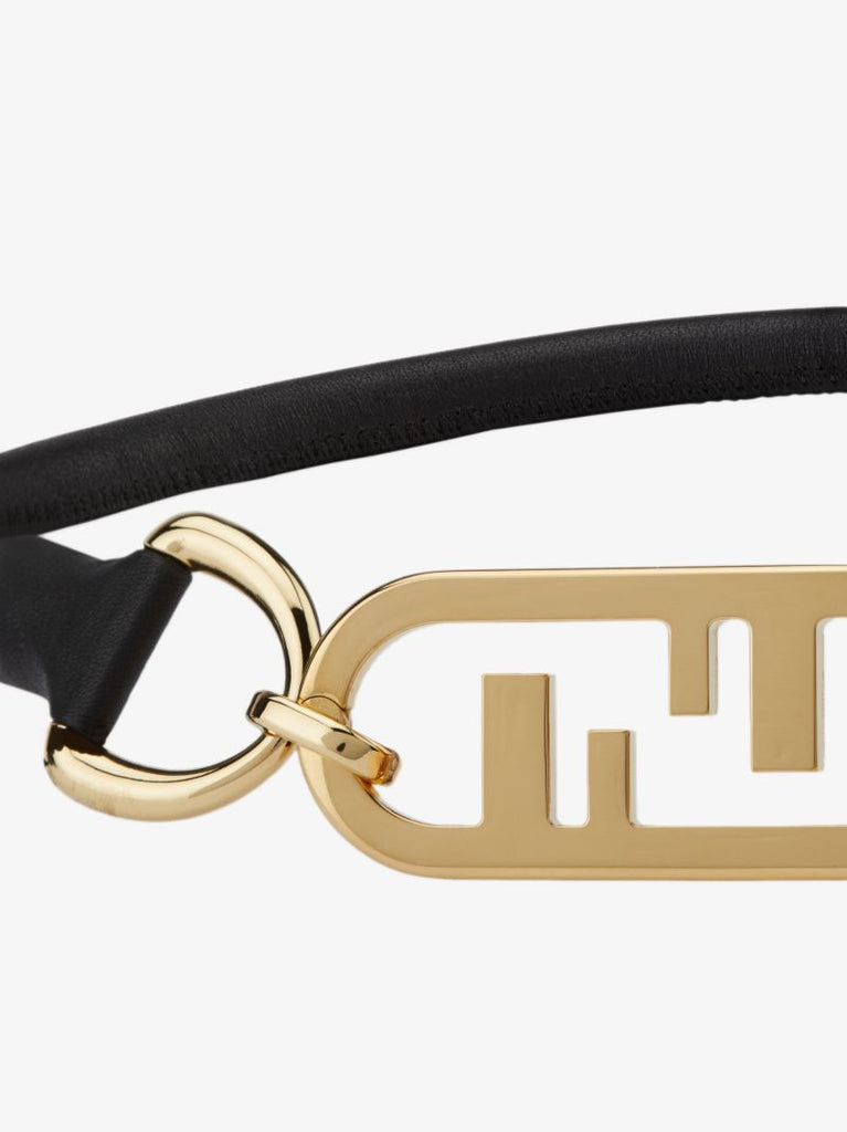Gold-plated O'lock Leather Choker Necklace