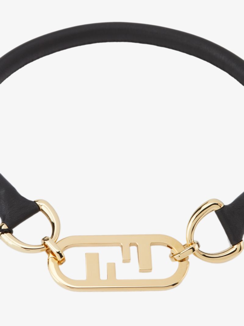 Gold-plated O'lock Leather Choker Necklace