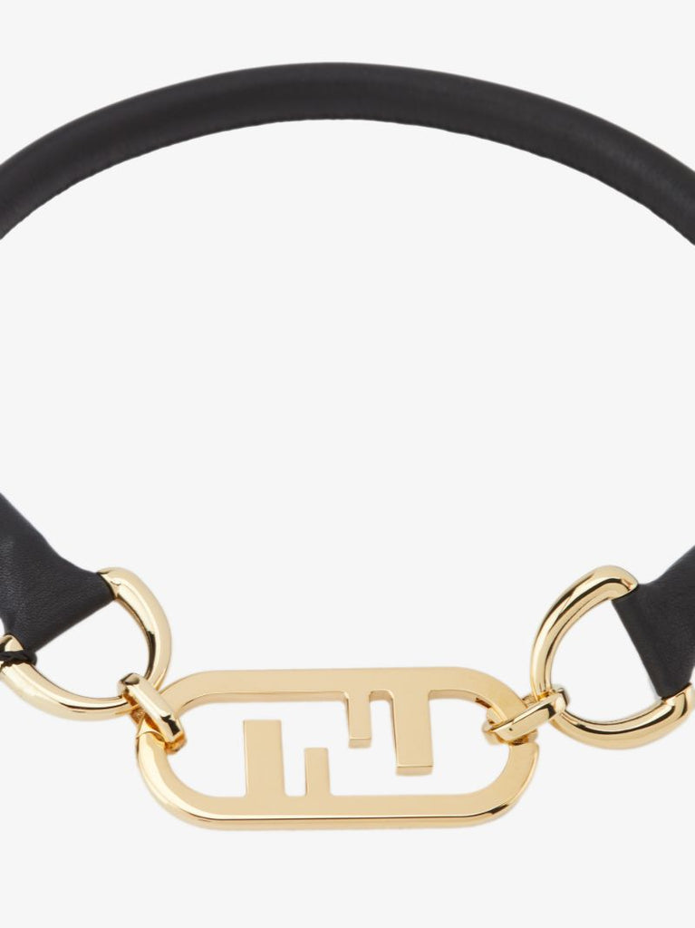 Gold-plated O'lock Leather Choker Necklace