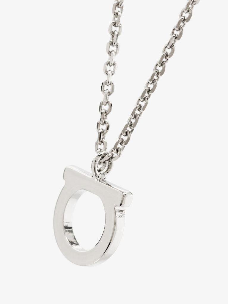 Silver Tone Gancini Pendant Necklace