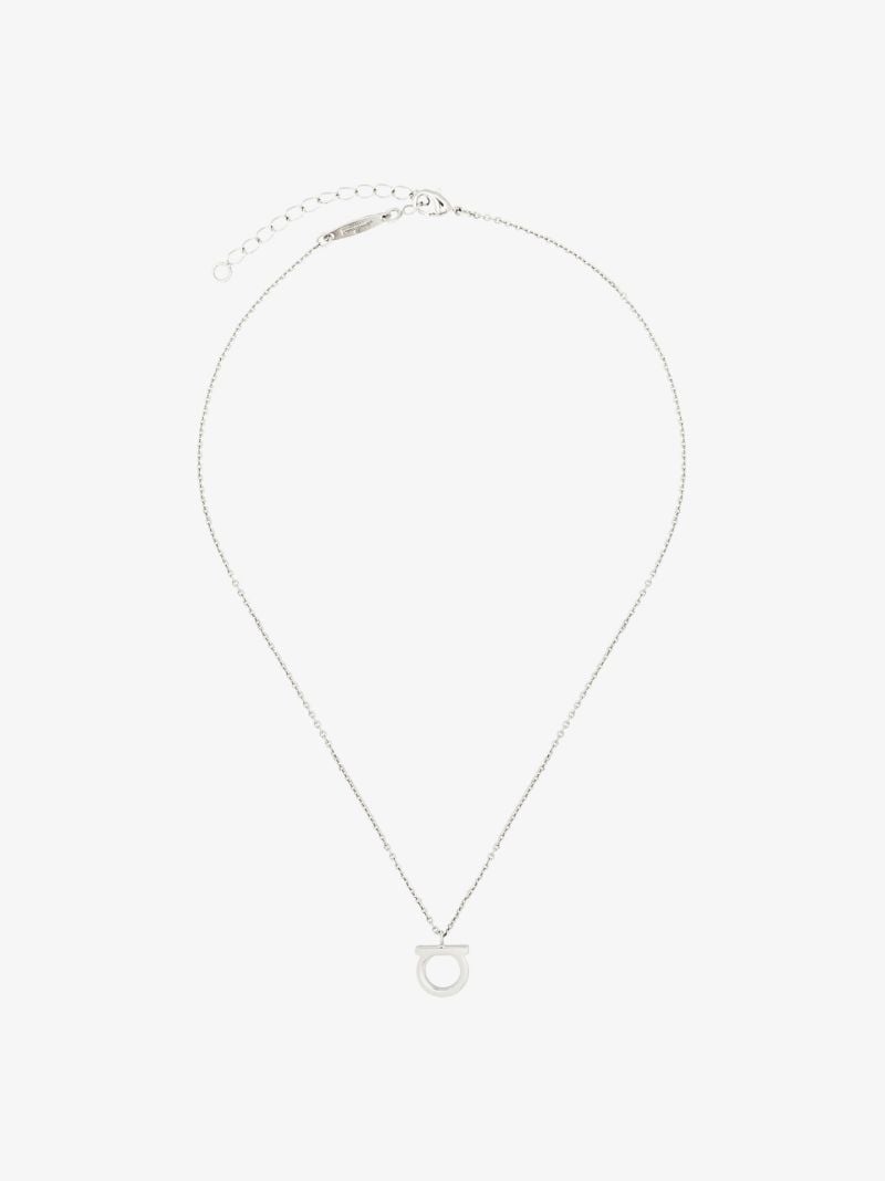 Silver Tone Gancini Pendant Necklace