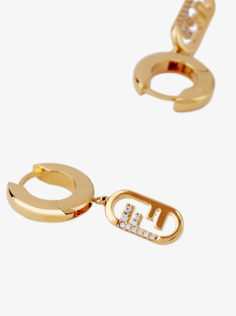 Gold-plated OÃ¢â_x0082_¬â_x0084_¢lock Crystal Hoop Earrings