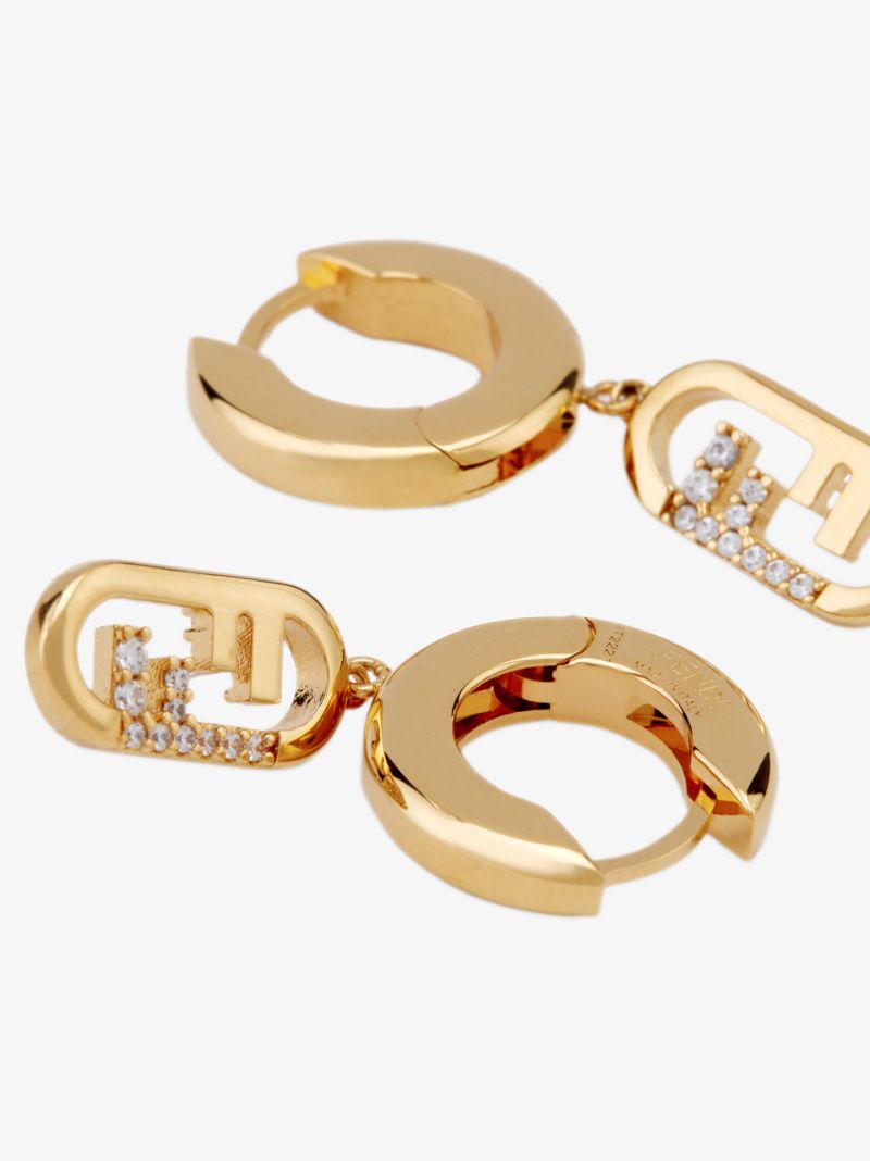 Gold-plated OÃ¢â_x0082_¬â_x0084_¢lock Crystal Hoop Earrings