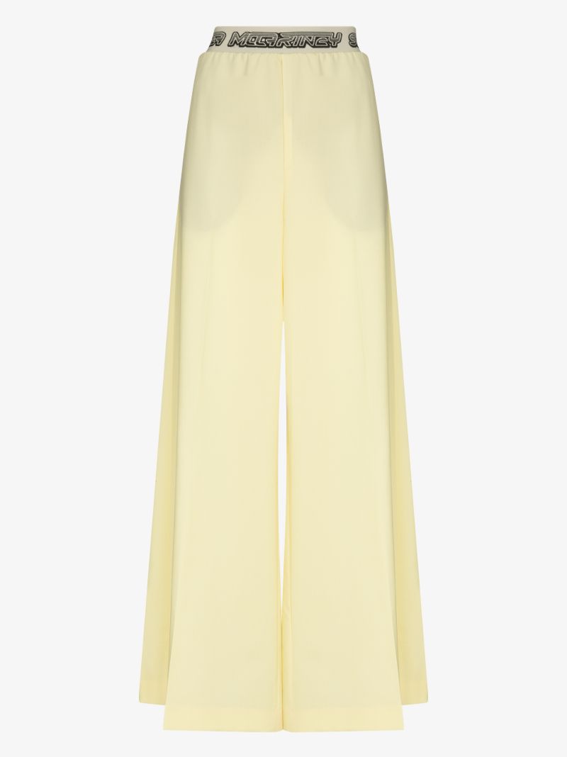 Wide Leg Logo Wool Trousers