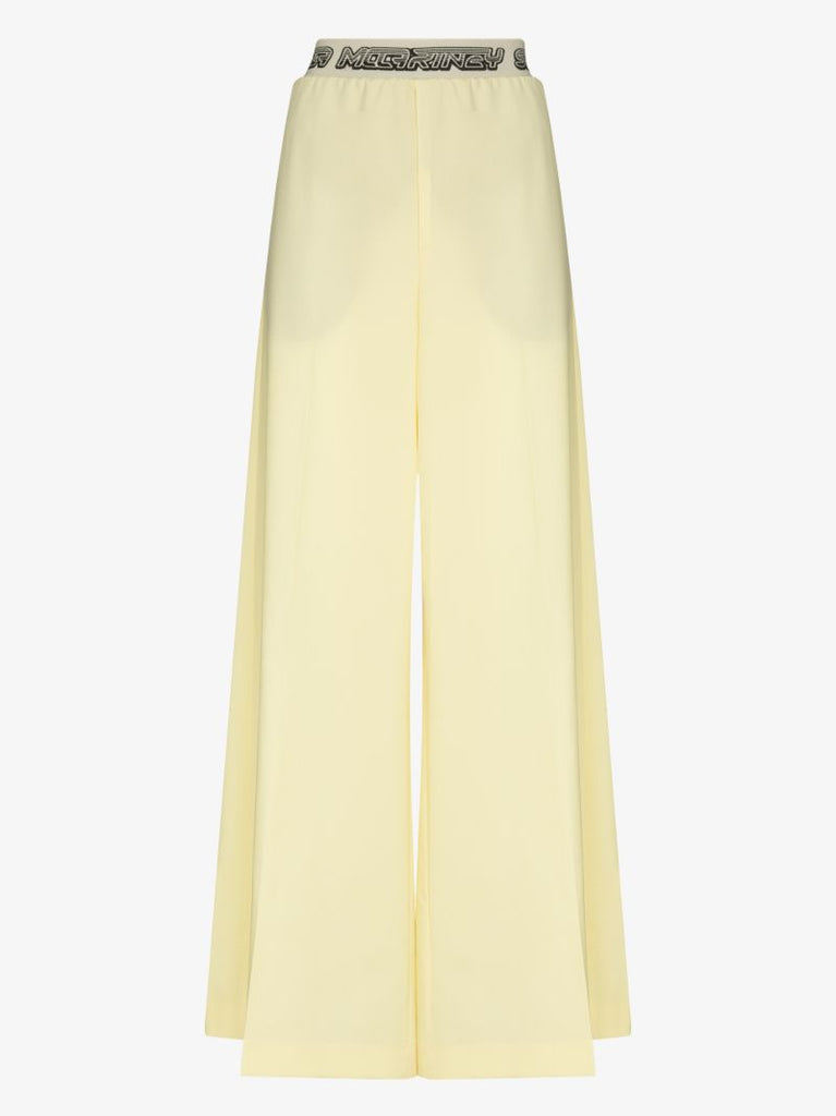Wide Leg Logo Wool Trousers