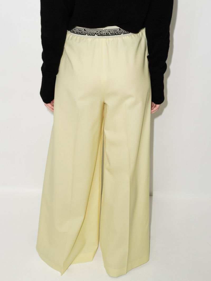 Wide Leg Logo Wool Trousers