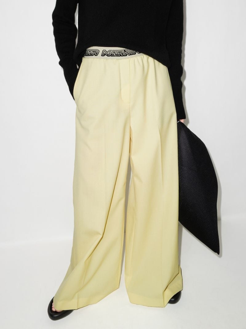 Wide Leg Logo Wool Trousers