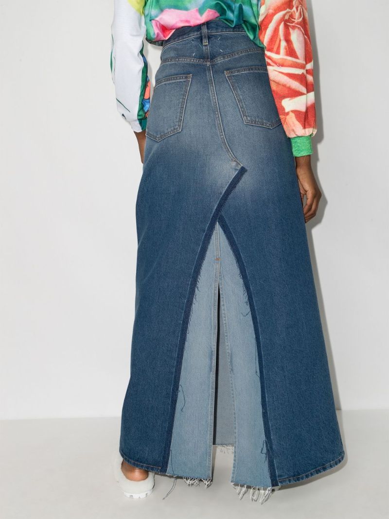 Panelled Denim Midi Skirt