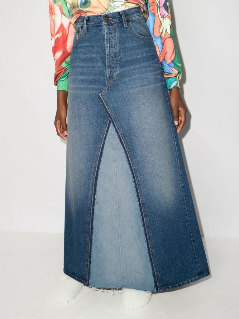 Panelled Denim Midi Skirt