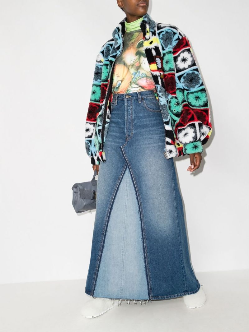 Panelled Denim Midi Skirt
