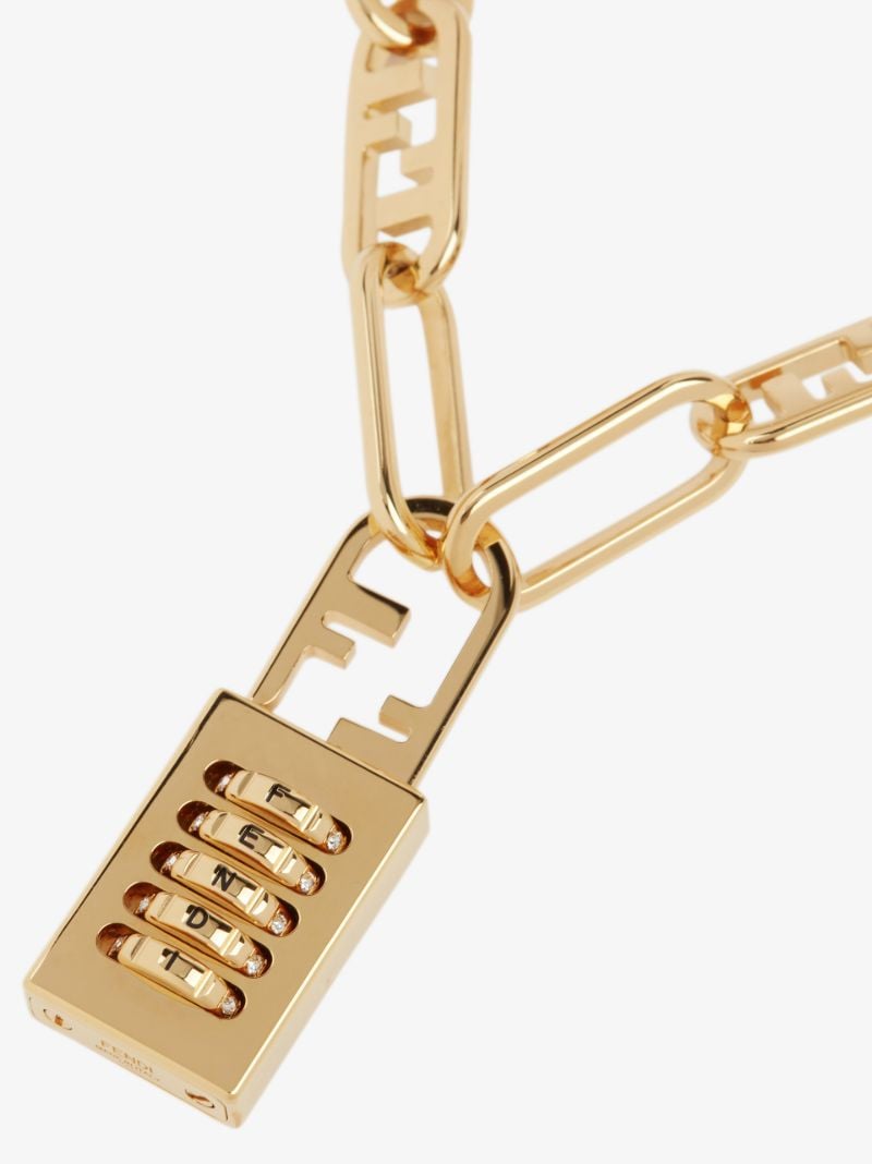Gold-plated OÃ¢â_x0082_¬â_x0084_¢lock Crystal Chain Necklace