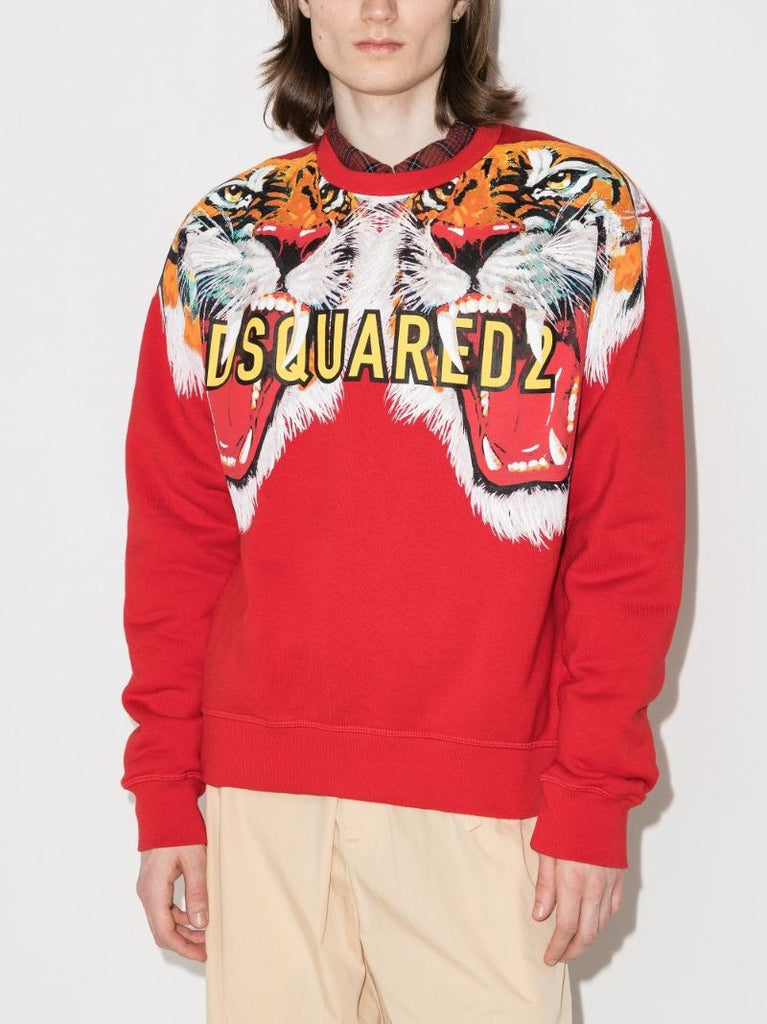 Tiger Print Logo Sweatshirt