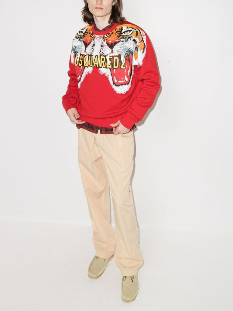 Tiger Print Logo Sweatshirt