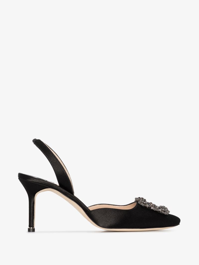 Black Hangisi 70 Slingback Satin Pumps