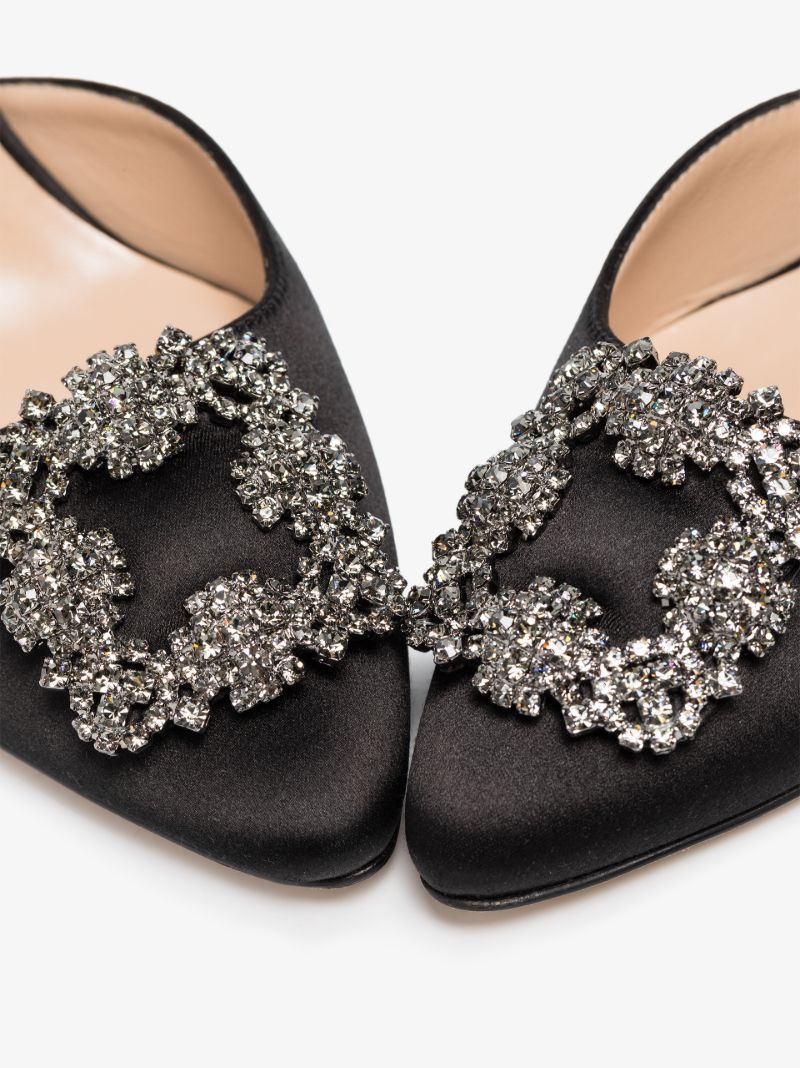 Black Hangisi 70 Slingback Satin Pumps