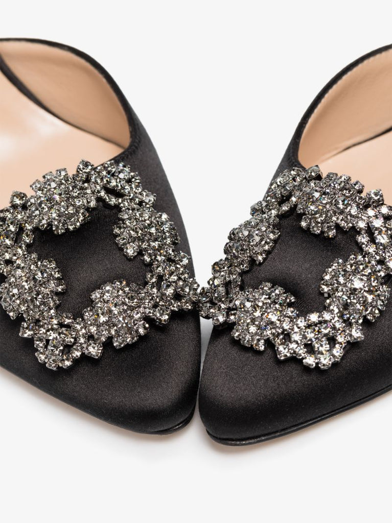 Black Hangisi 70 Slingback Satin Pumps