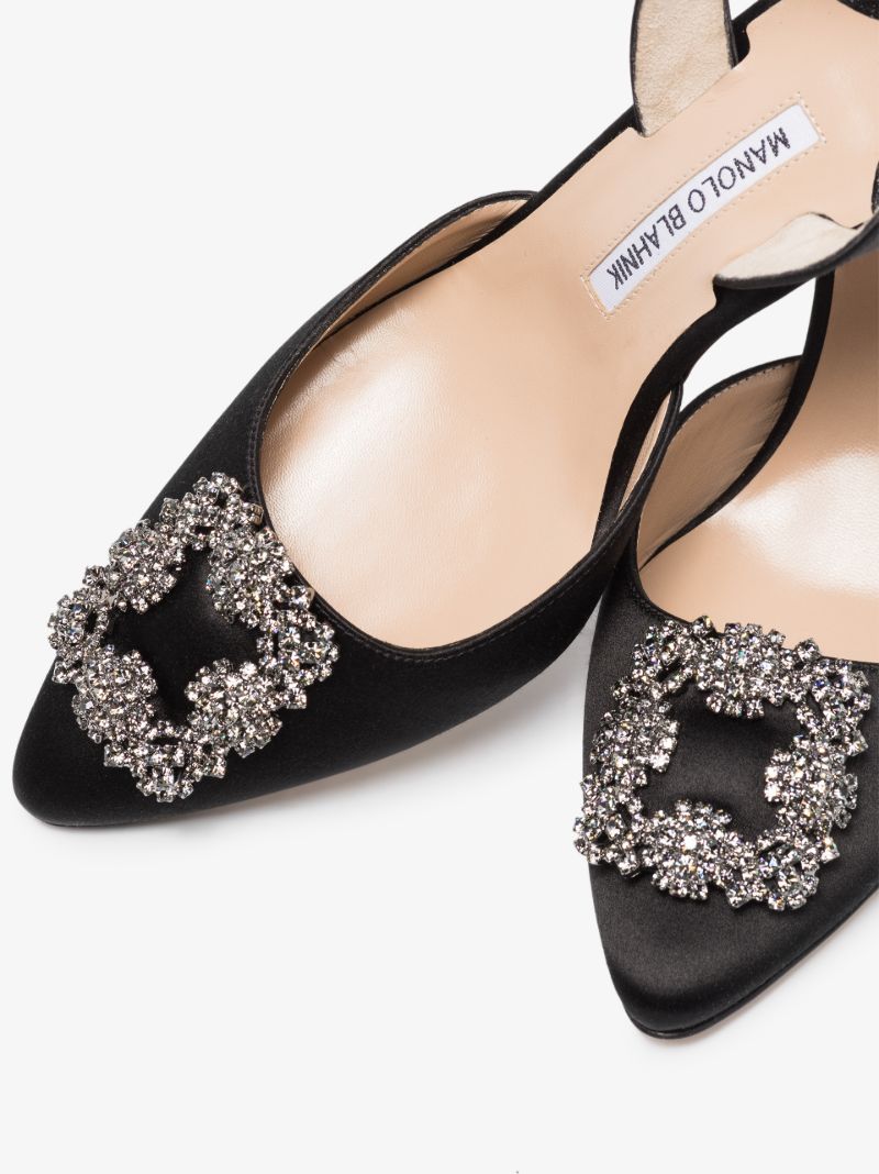 Black Hangisi 70 Slingback Satin Pumps