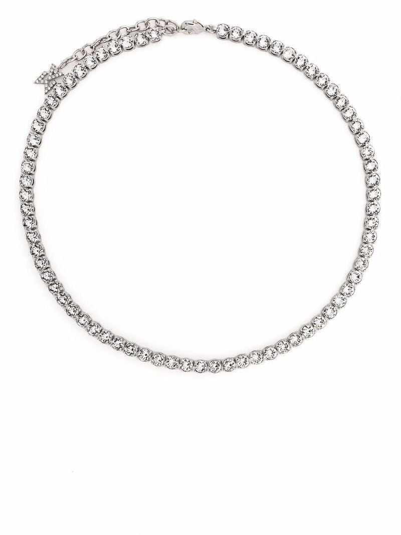 Silver-tone Crystal Tennis Necklace