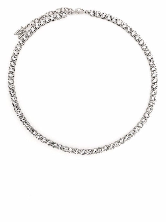 Silver-tone Crystal Tennis Necklace