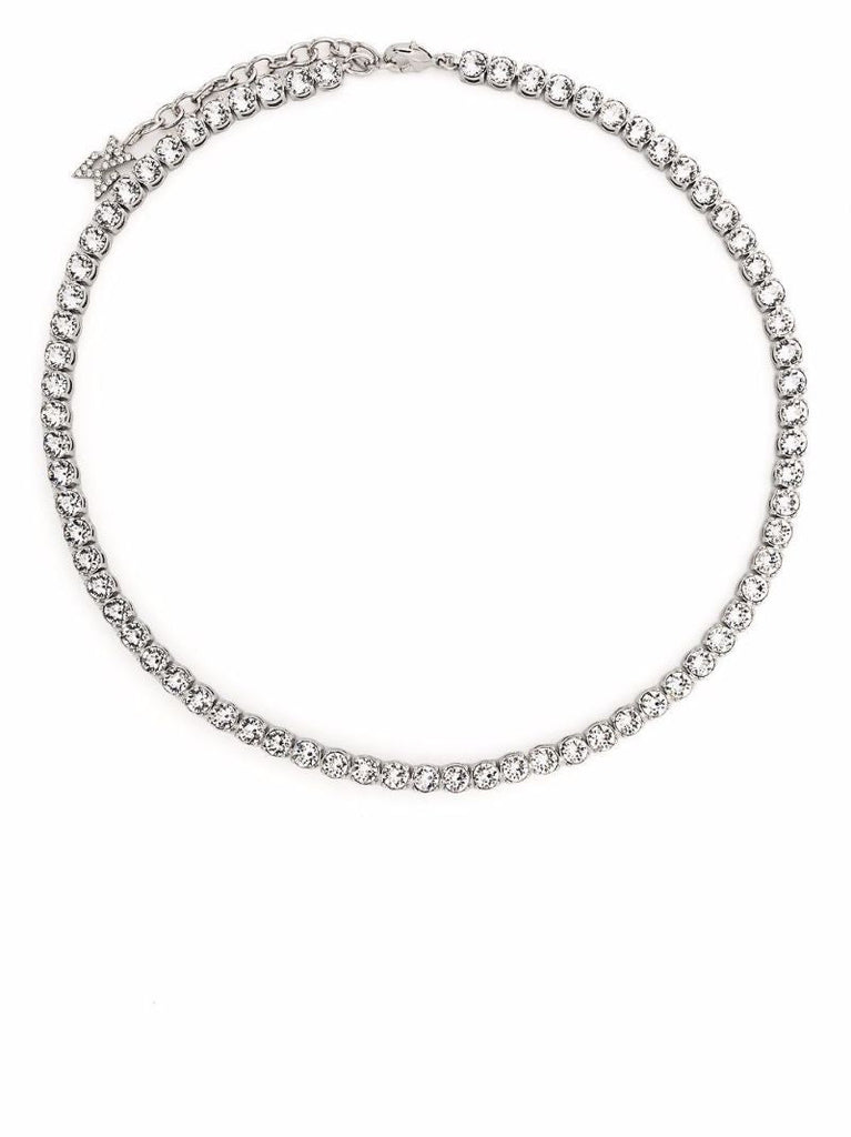 Silver-tone Crystal Tennis Necklace