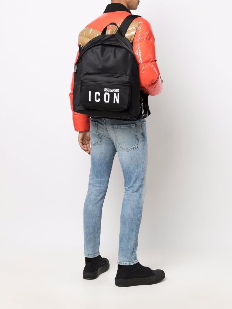Black Icon Logo Print Backpack