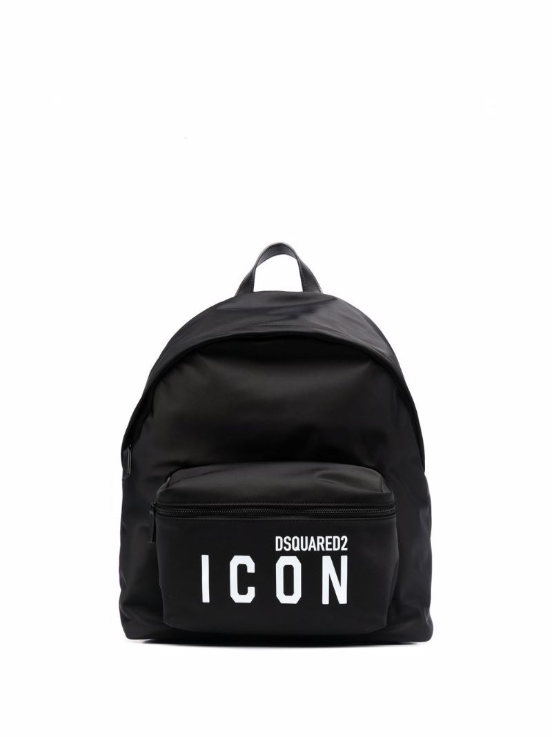 Black Icon Logo Print Backpack