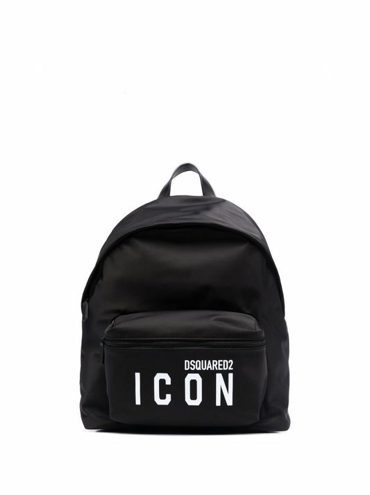 Black Icon Logo Print Backpack