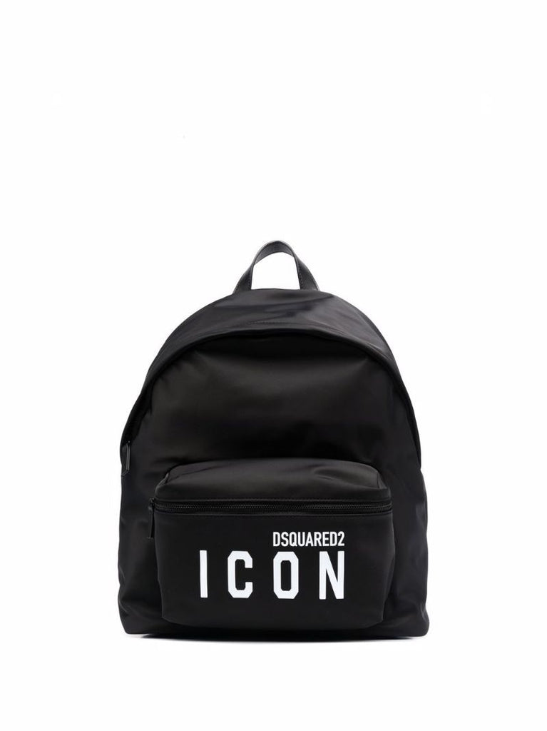 Black Icon Logo Print Backpack