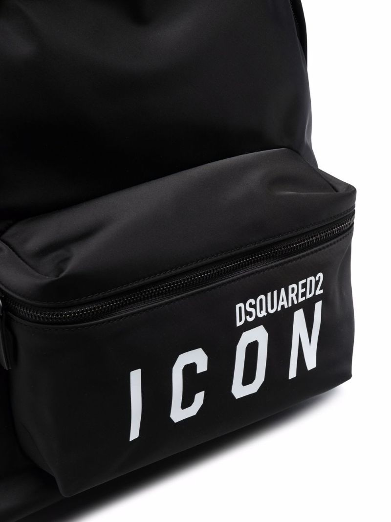 Black Icon Logo Print Backpack