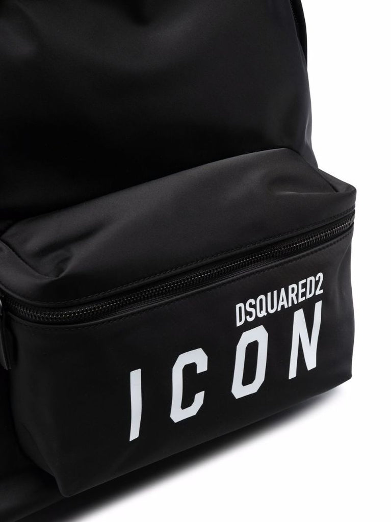 Black Icon Logo Print Backpack