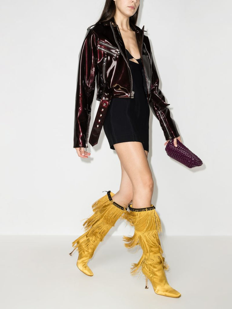 Gold Flequillohi 105 Satin Knee-high Boots