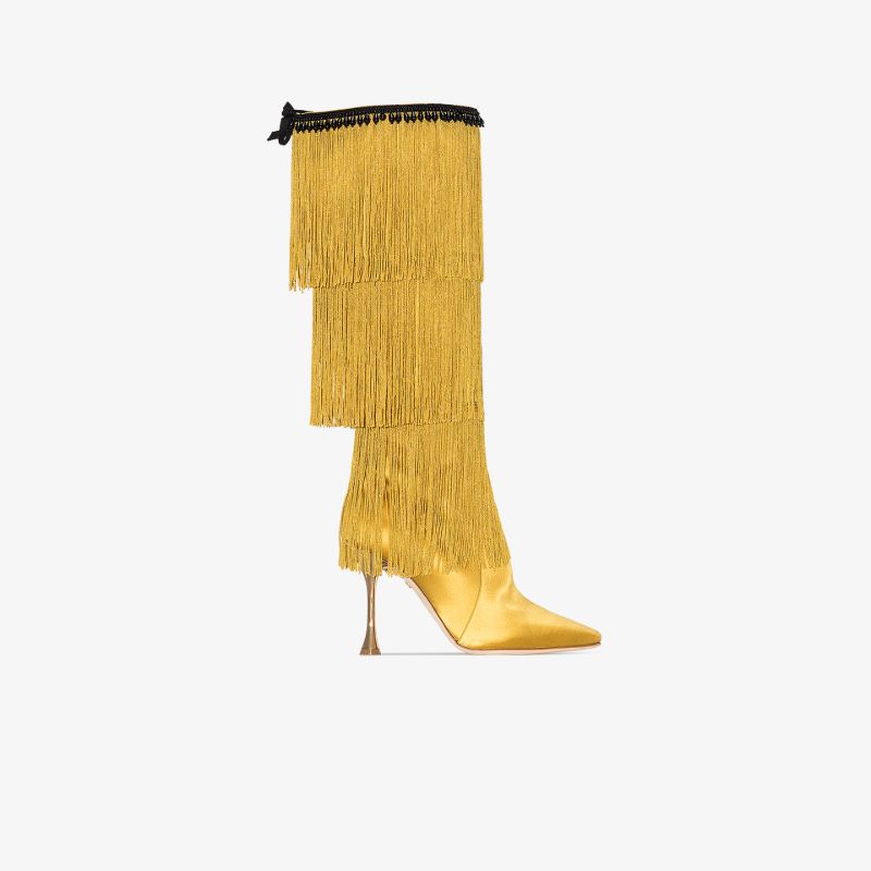 Gold Flequillohi 105 Satin Knee-high Boots