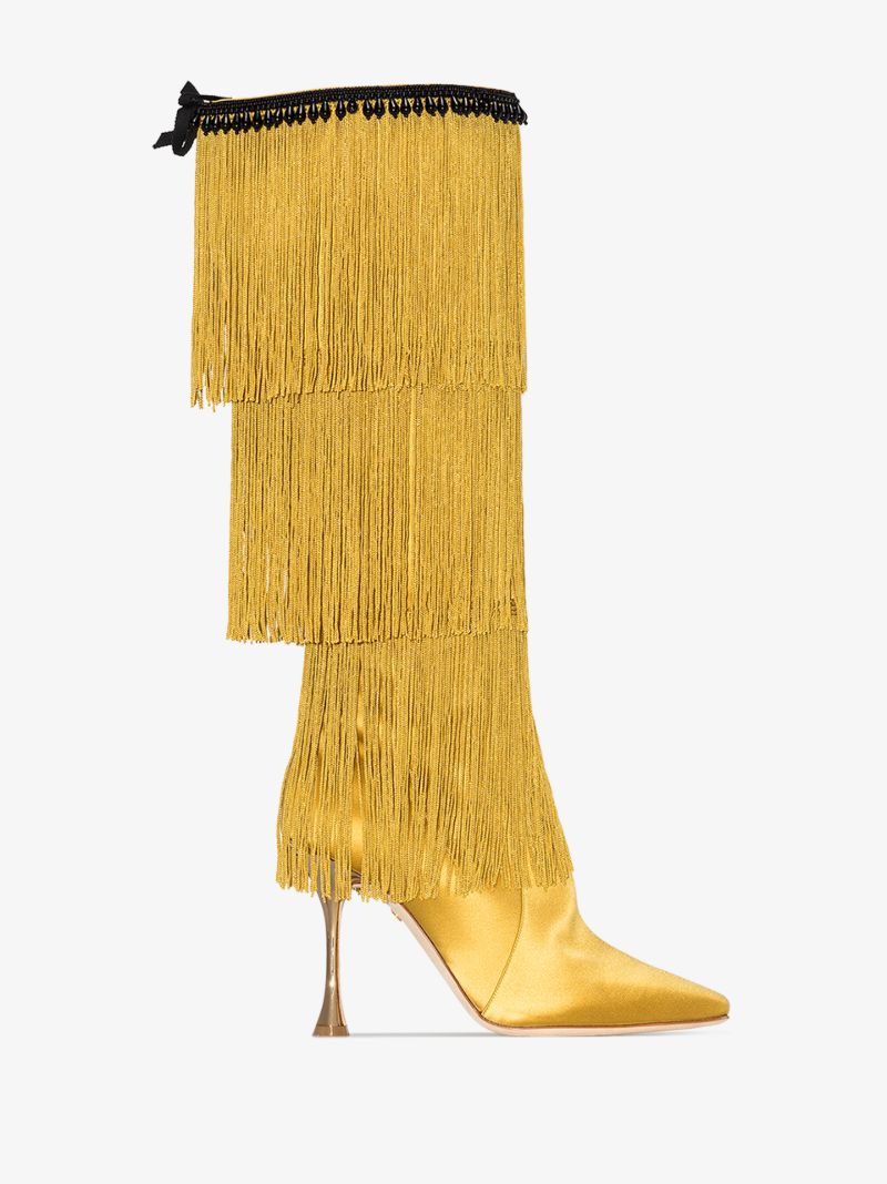 Gold Flequillohi 105 Satin Knee-high Boots