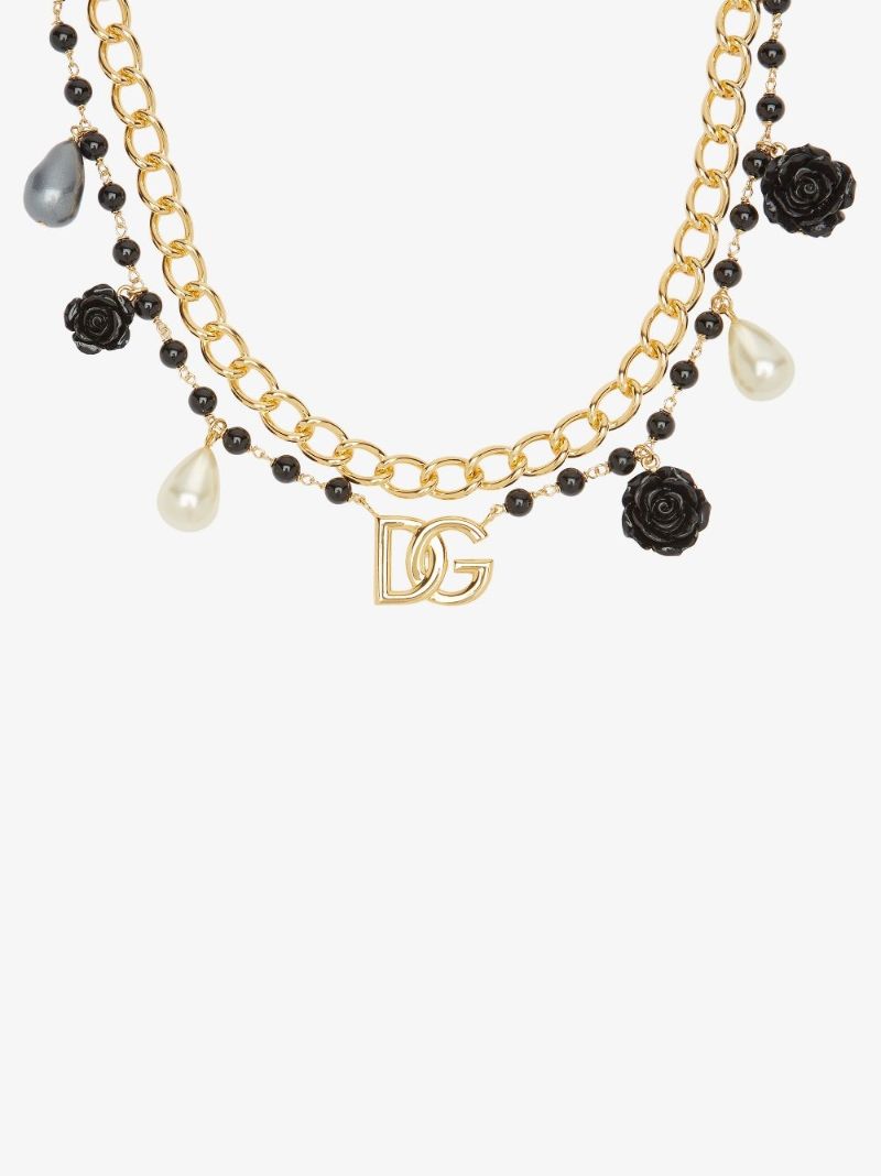 Gold-tone Double Chain Charm Necklace
