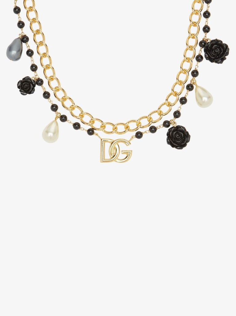 Gold-tone Double Chain Charm Necklace