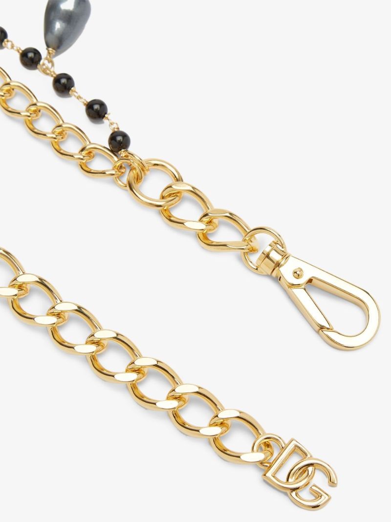 Gold-tone Double Chain Charm Necklace