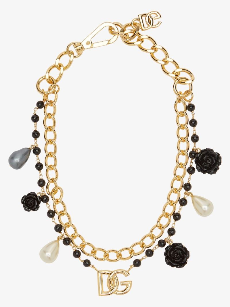Gold-tone Double Chain Charm Necklace