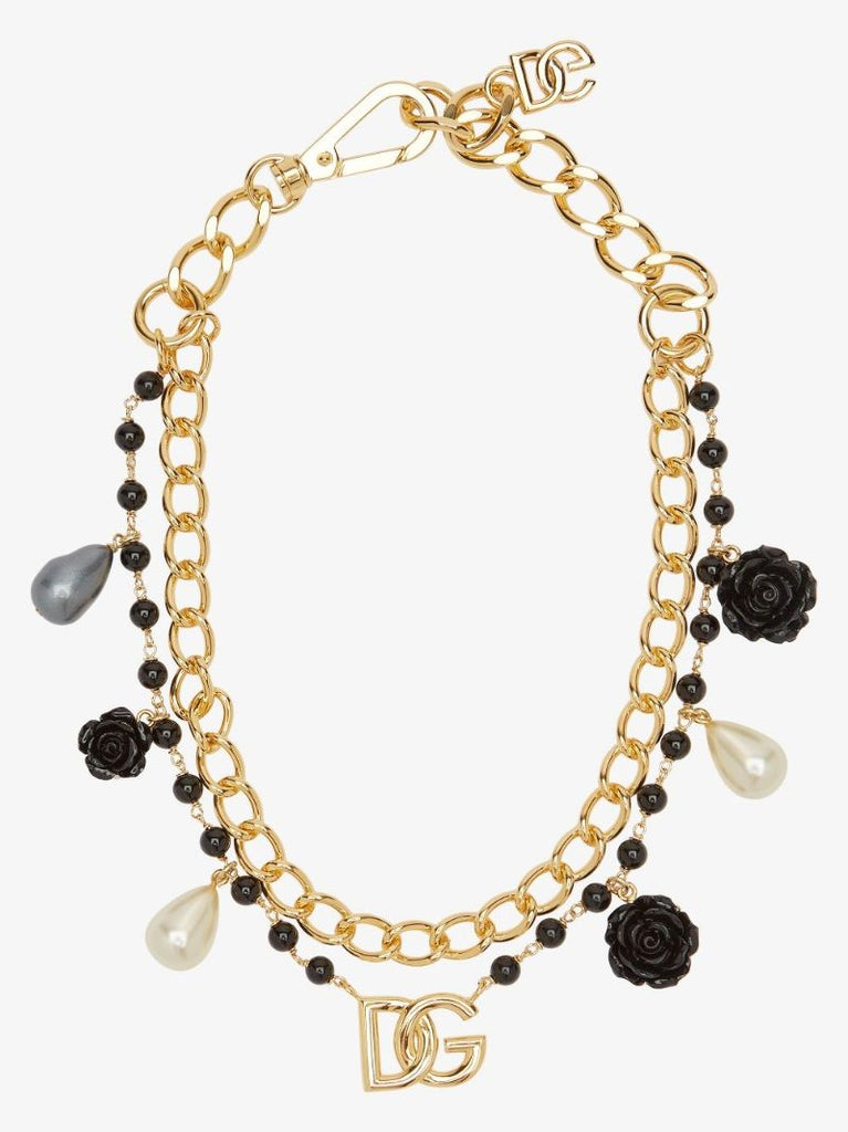 Gold-tone Double Chain Charm Necklace