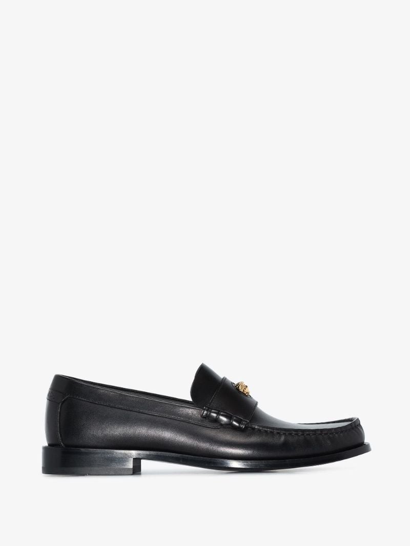 Black Medusa Leather Loafers
