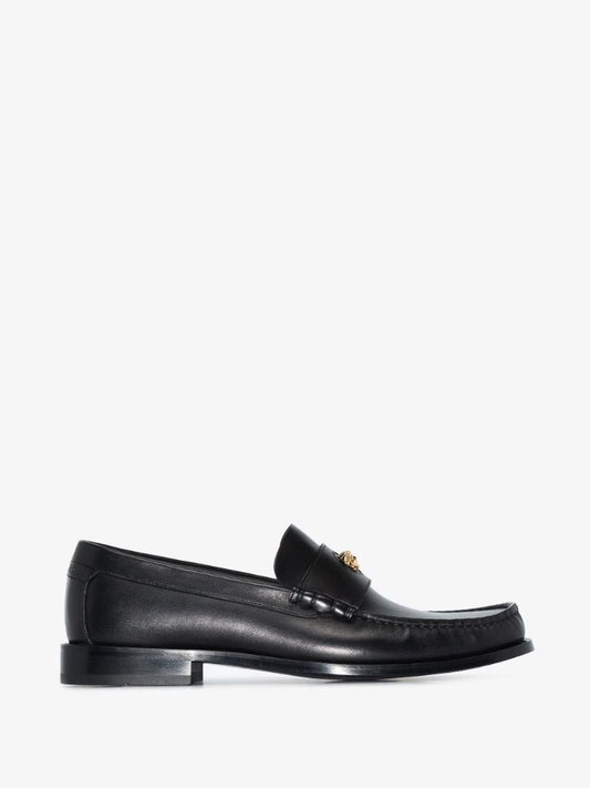 Black Medusa Leather Loafers