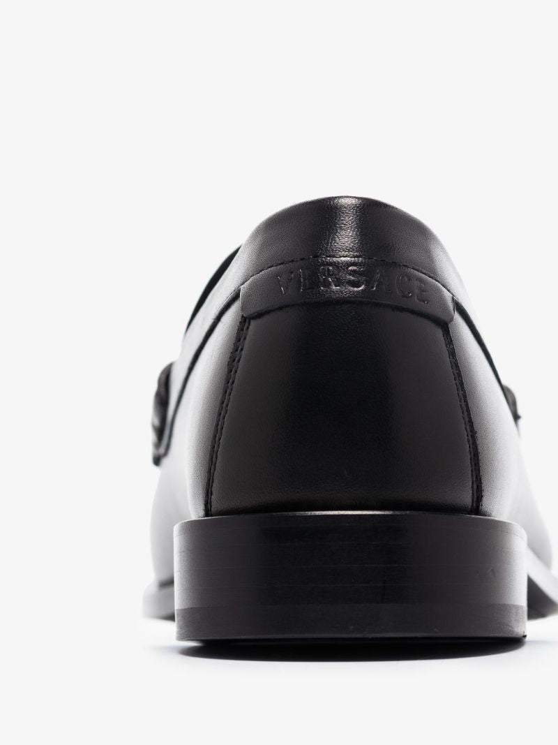 Black Medusa Leather Loafers